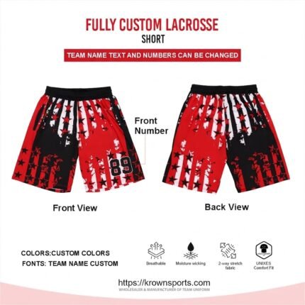 Custom Sublimated Lacrosse Shorts – Red/Black