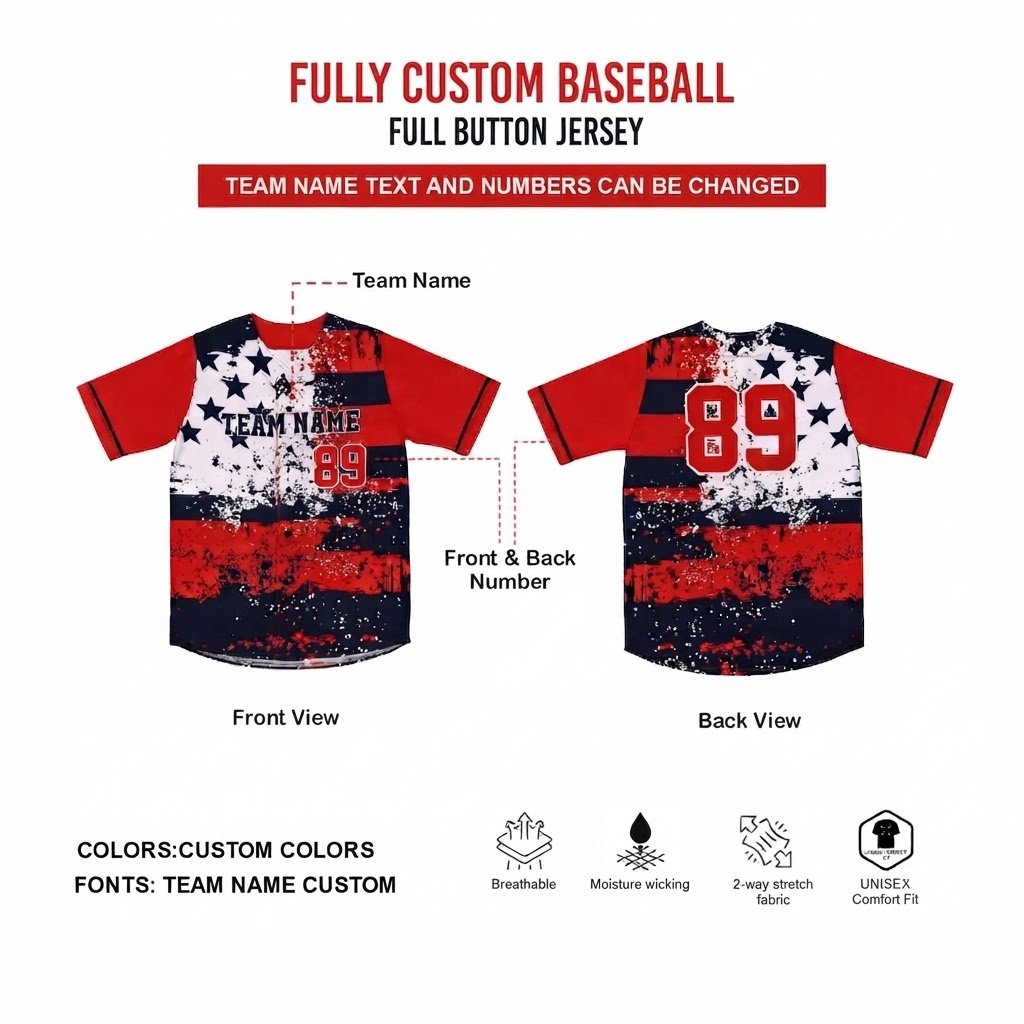 Custom Sublimated Baseball Full Button Jersey 1