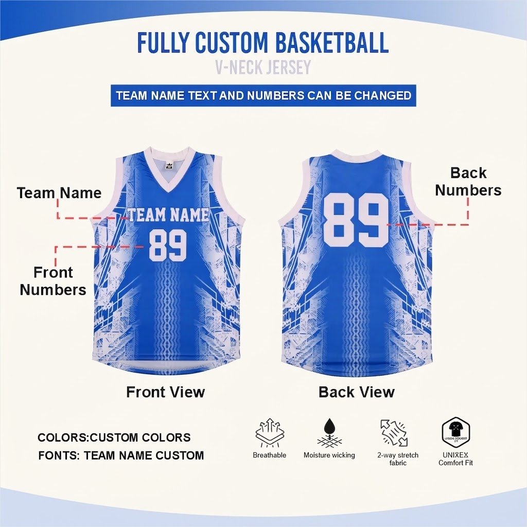Custom Sublimated Basketball Jersey Blue 1