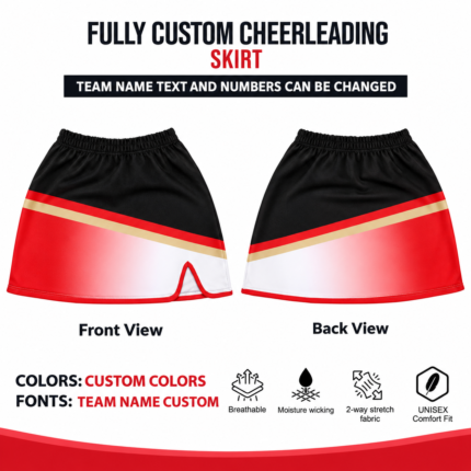 Custom Sublimated Cheerleading Skirt – Red/Black