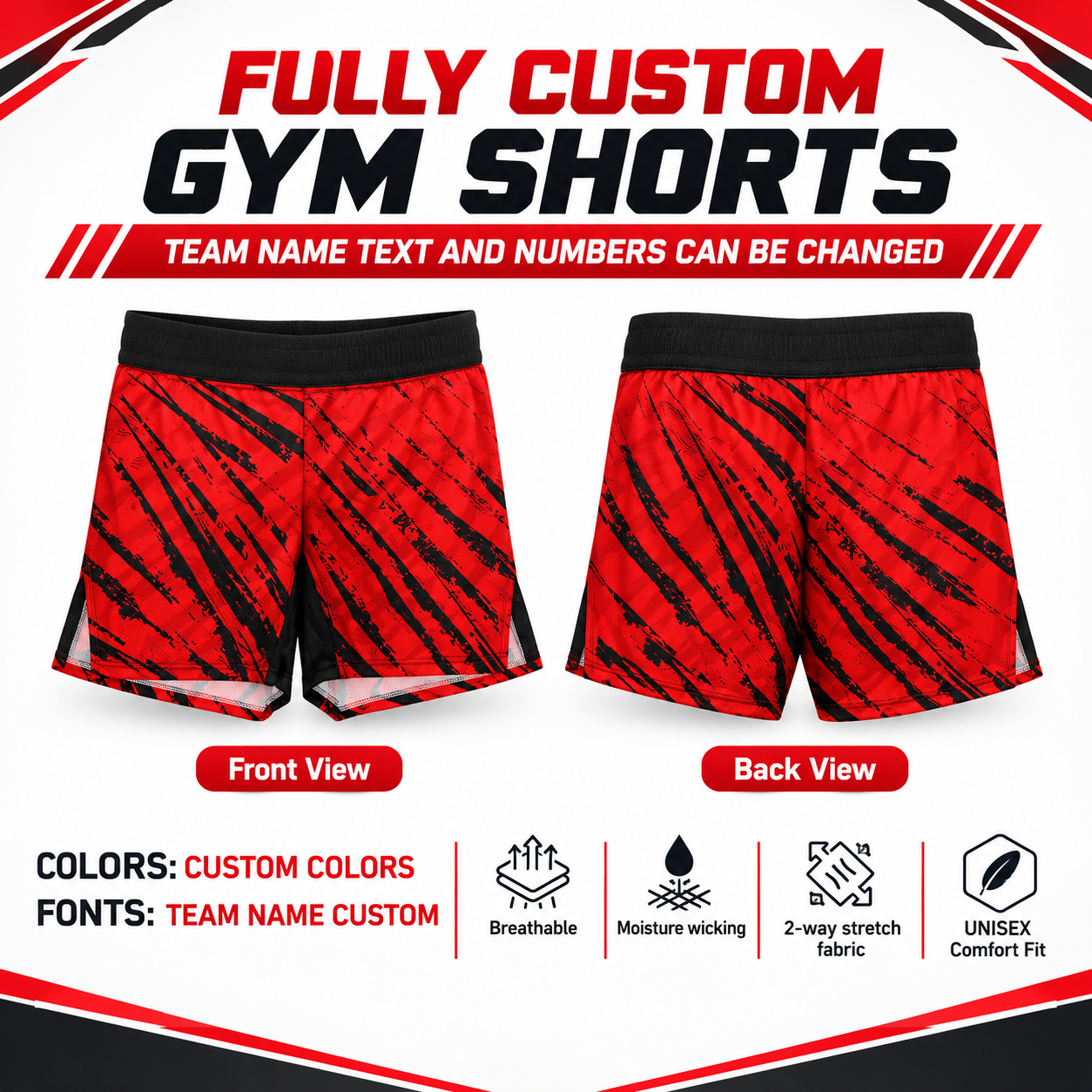 Custom Sublimated Gym Shorts 1