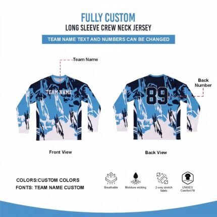 Custom Sublimated Long Sleeve Crew Neck Jersey