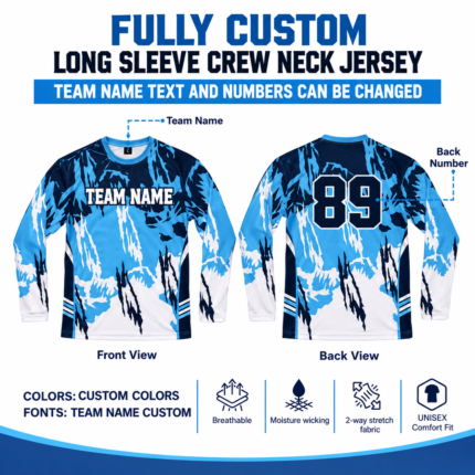 Custom Sublimated Long Sleeve Crew Neck Jersey