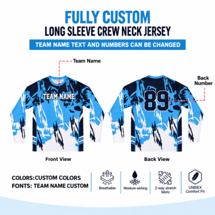 Custom Sublimated Long Sleeve Crew Neck Jersey