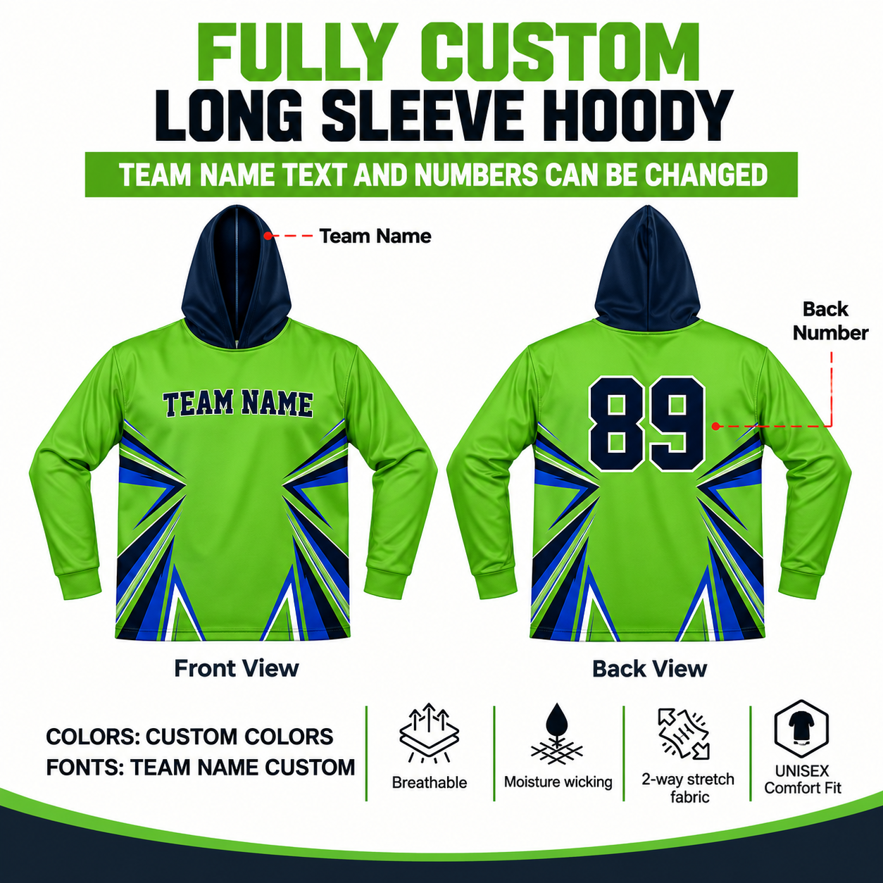 Custom Sublimated Long Sleeve Hoodie 1