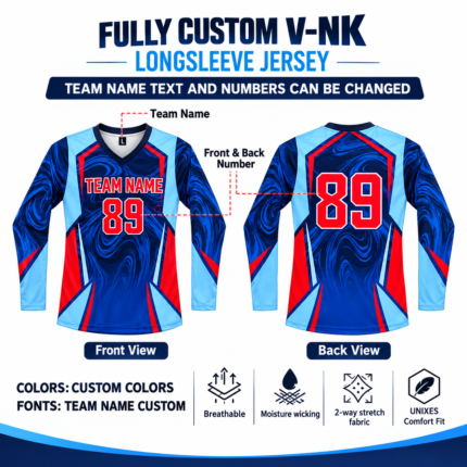Custom Sublimated Long Sleeve Volleyball Jersey – V Neck
