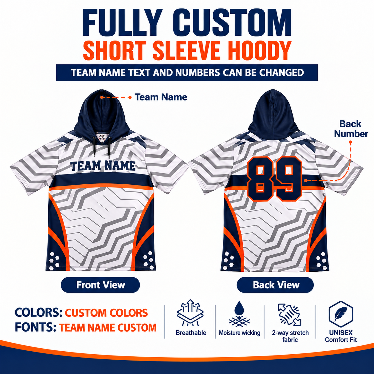 Custom Sublimated Short Sleeve Hoodie 1