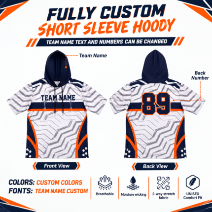 Custom Sublimated Short Sleeve Hoodie