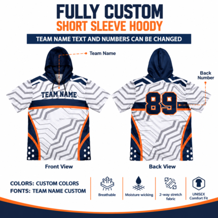 Custom Sublimated Short Sleeve Hoodie