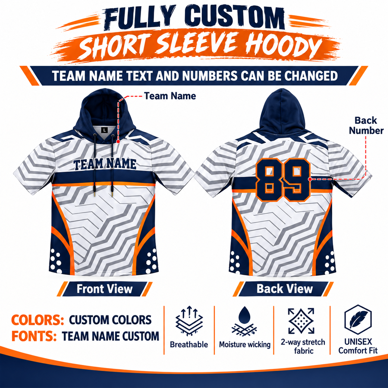 Custom Sublimated Short Sleeve Hoodie 1