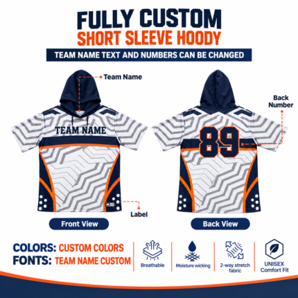 Custom Sublimated Short Sleeve Hoodie