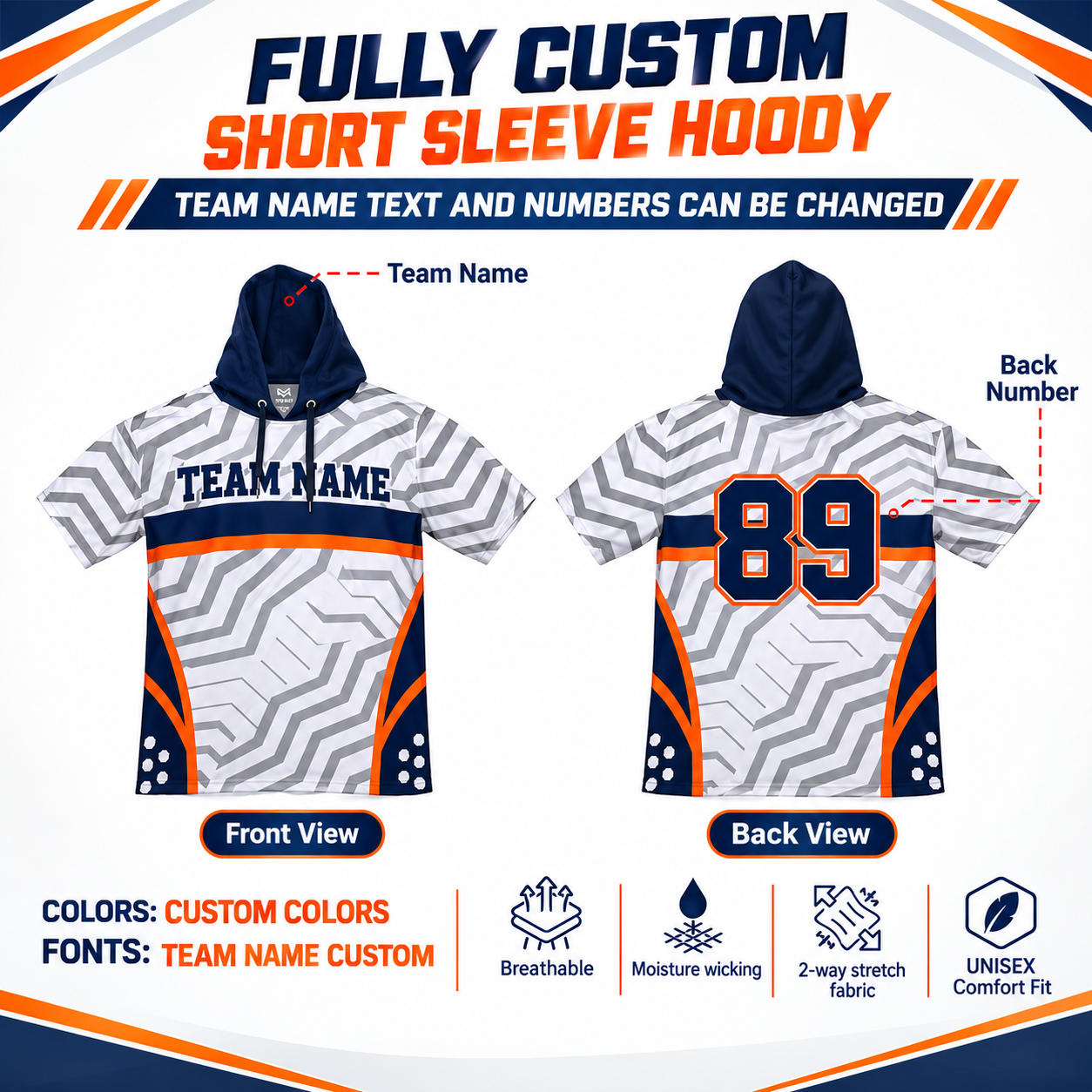Custom Sublimated Short Sleeve Hoodie 1