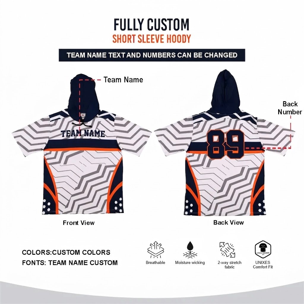 Custom Sublimated Short Sleeve Hoodie 1