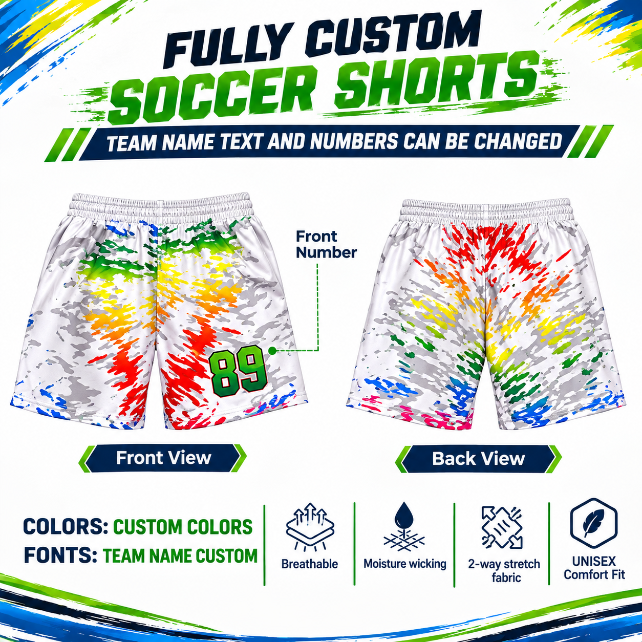 Custom Sublimated Soccer Single Shorts – Gray 1