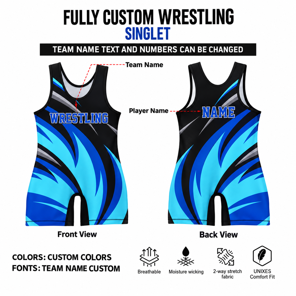 Custom Sublimated Wrestling Singlet – One Piece 1