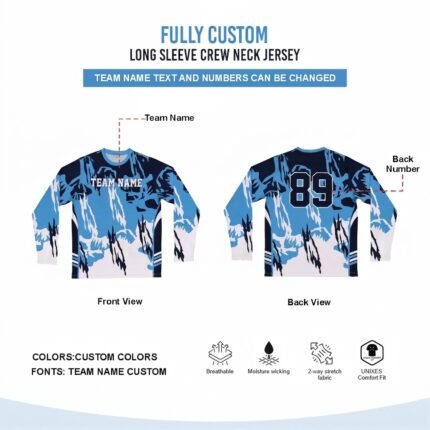Custom Sublimated Long Sleeve Crew Neck Jersey